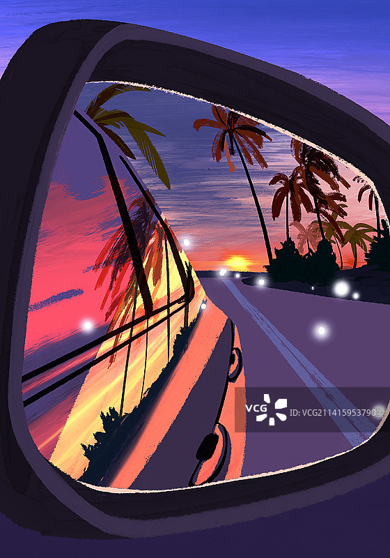 夏日济州岛日落风光图片素材