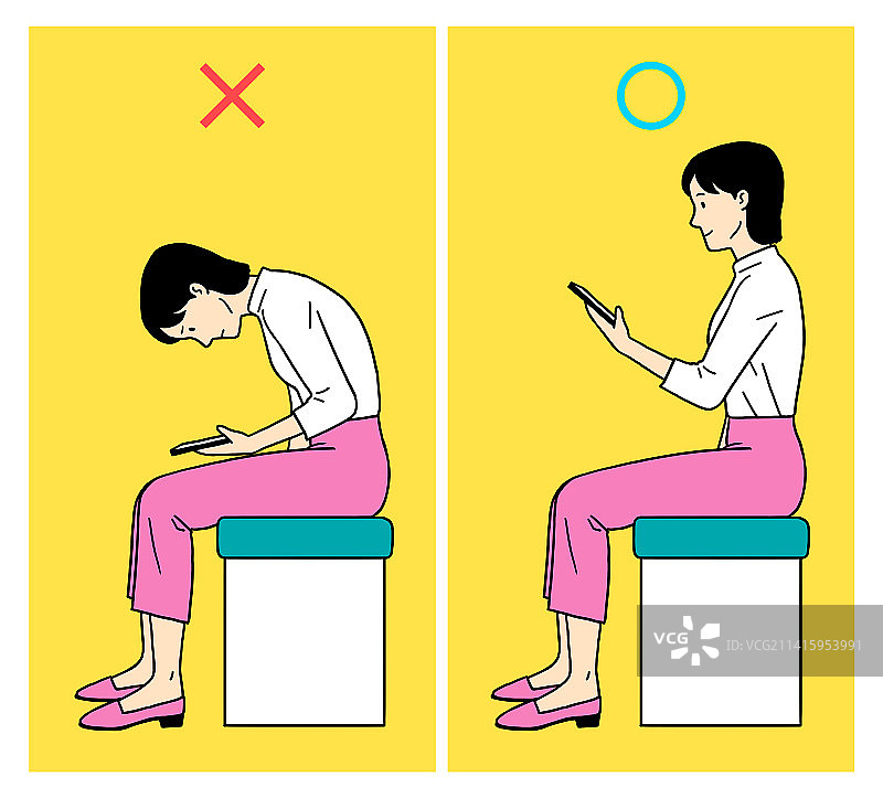 椎间盘突出、疾病预防、健康管理、姿势、腰部、智能手机、坐姿图片素材