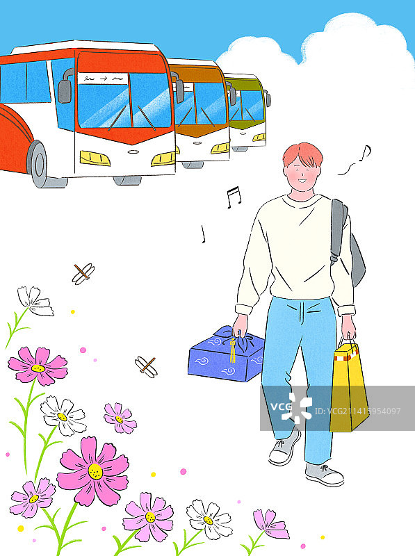 中秋节：返乡巴士、旅游巴士图片素材