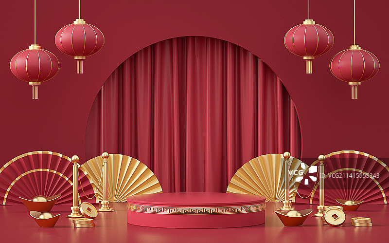 3d产品展台春节场景新年背景图片素材