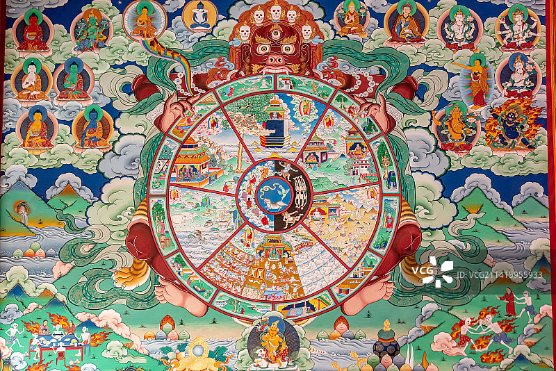 甘南川西郎木寺寺庙佛塔白龙江山脉图片素材