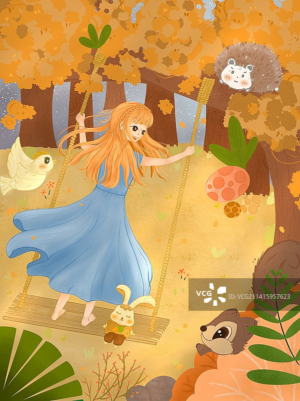 秋日场景插画，图片素材