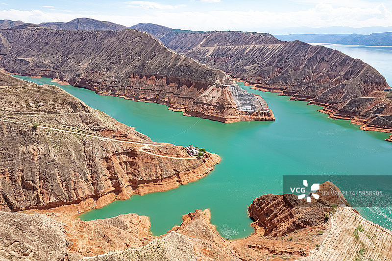 甘肃临夏永靖刘家峡水库黄河洮河交汇处泾渭分明图片素材