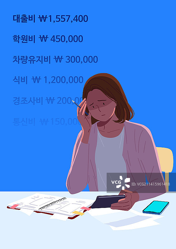 账簿、家庭经济、消费、全职太太的烦恼图片素材