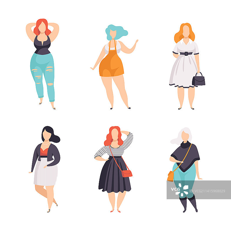 穿着时尚服装的丰满加大码女人图片素材