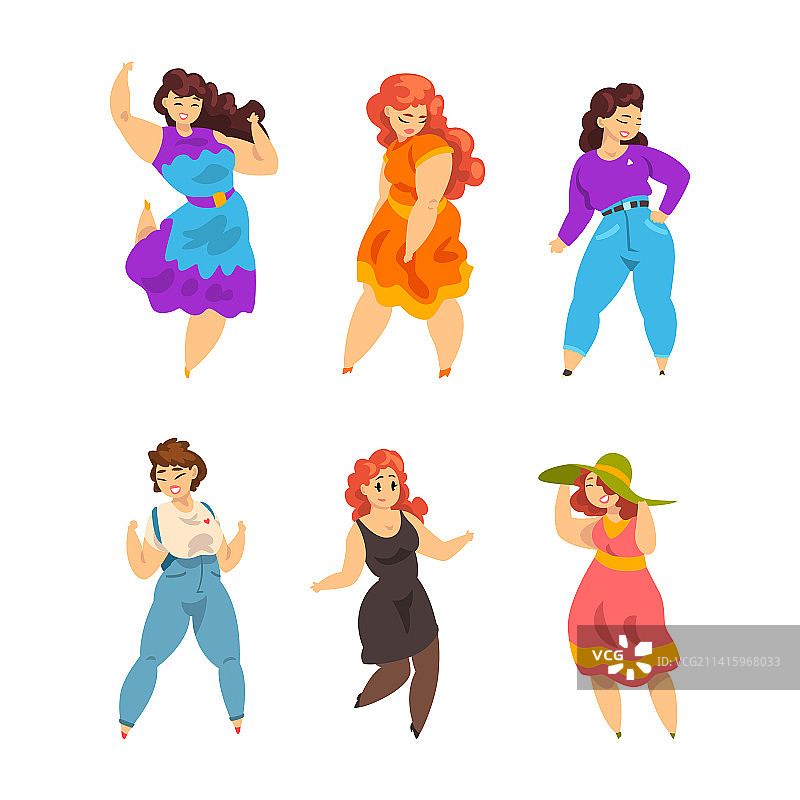 穿着时尚服装的丰满加大码女人图片素材