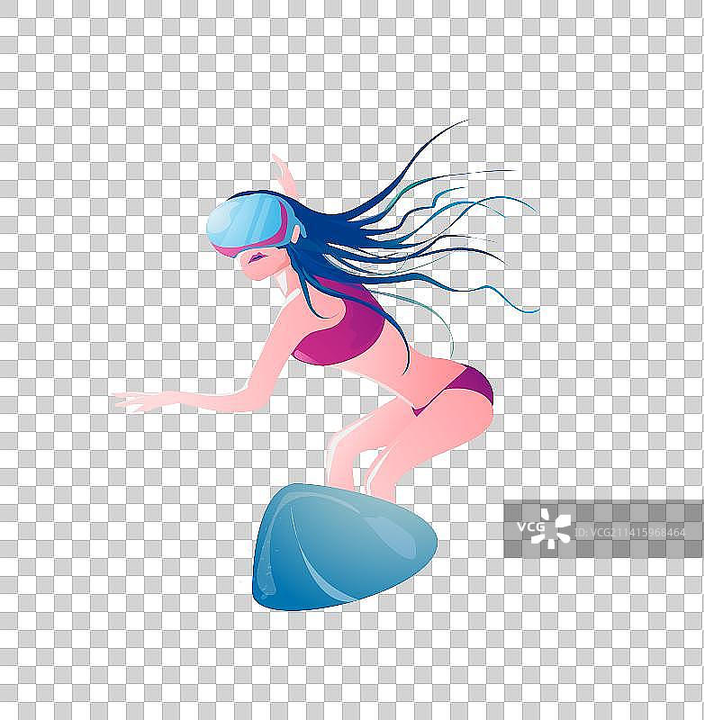 一个游衣少女在海中冲浪图片图片素材