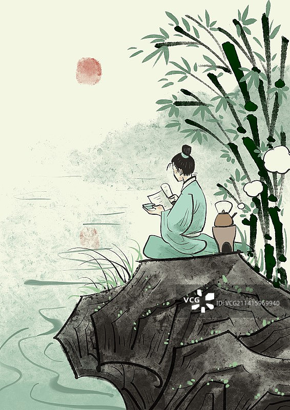 竹林煮茶图片素材