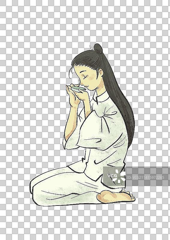 喝茶的女性图片素材