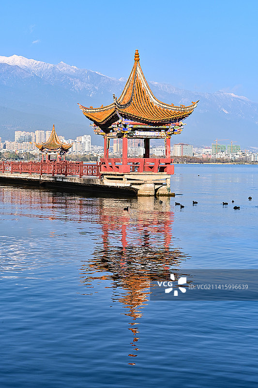 曙光初照海心亭图片素材