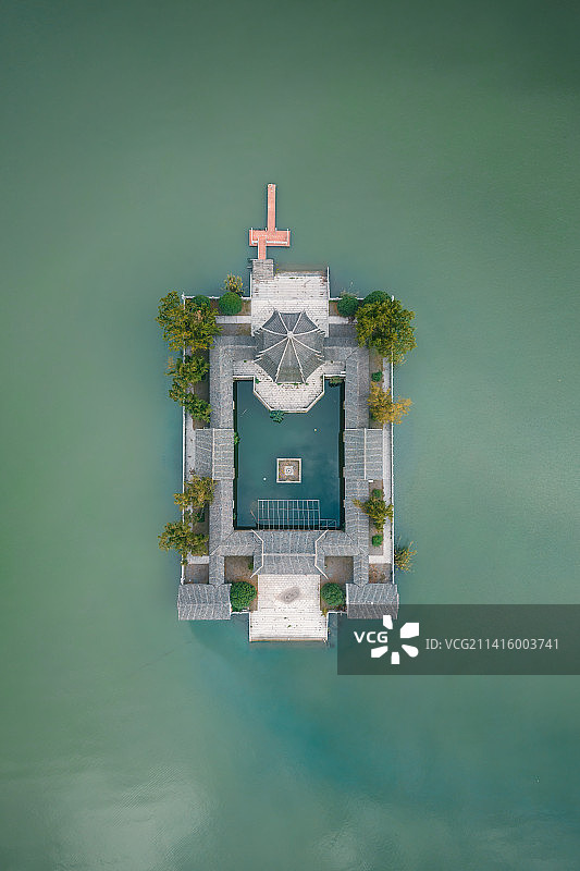 苏州石湖景区天镜阁航拍图片素材