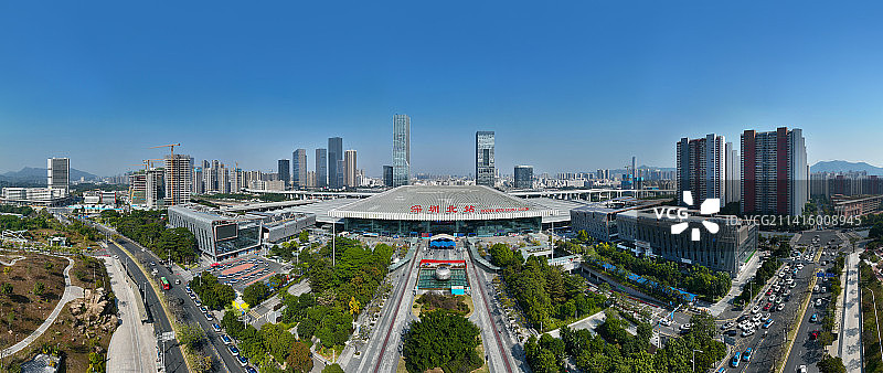 广东省深圳市龙华区深圳北站中心公园航拍图片素材