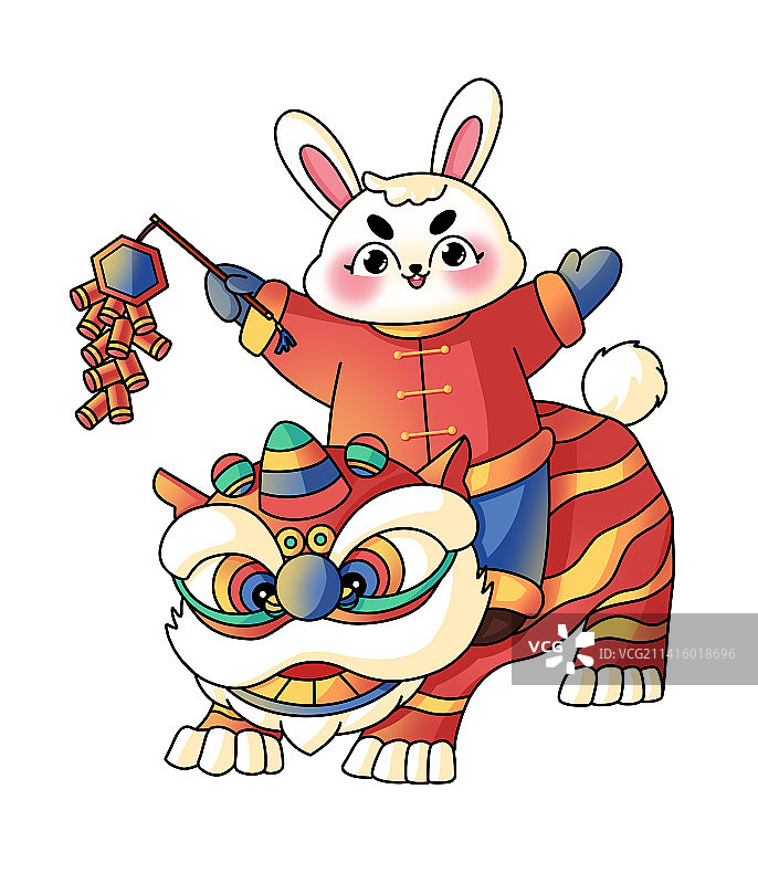 兔年福兔骑舞狮图片素材