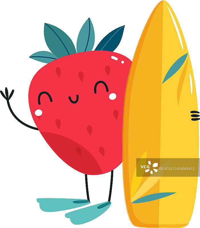 红色草莓夏日水果角色图片素材