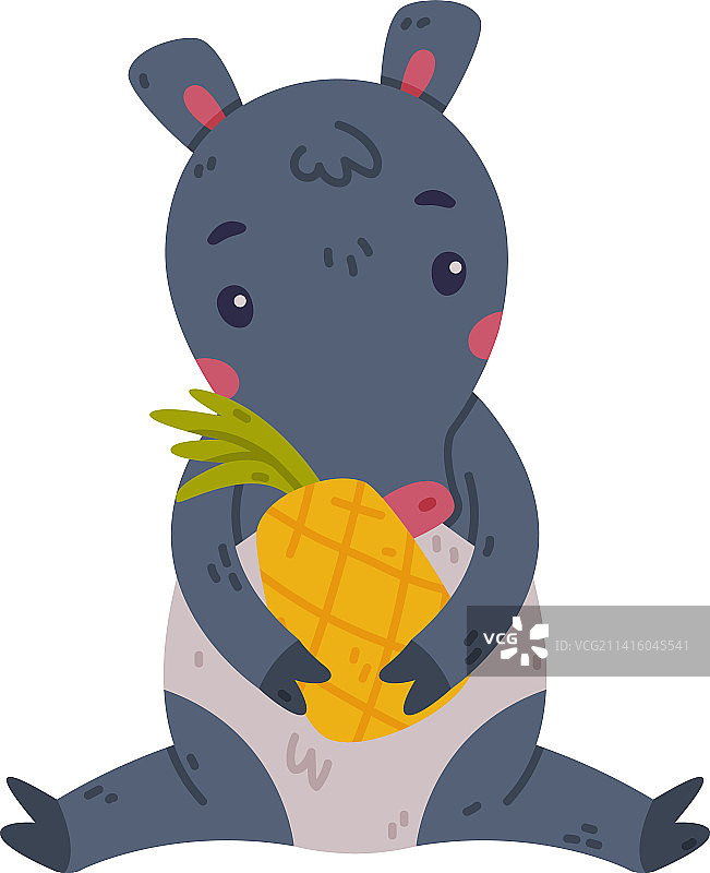 可爱的灰色貘动物用鼻子坐着图片素材