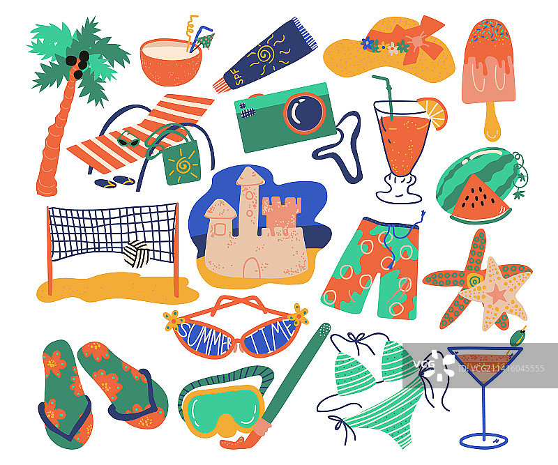 海滩度假夏季物品元素图片素材