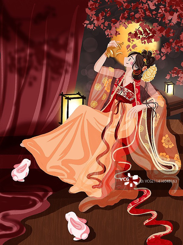 兔年国风插画图片素材