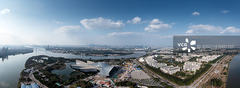 广州大学城科学中心航拍图片素材