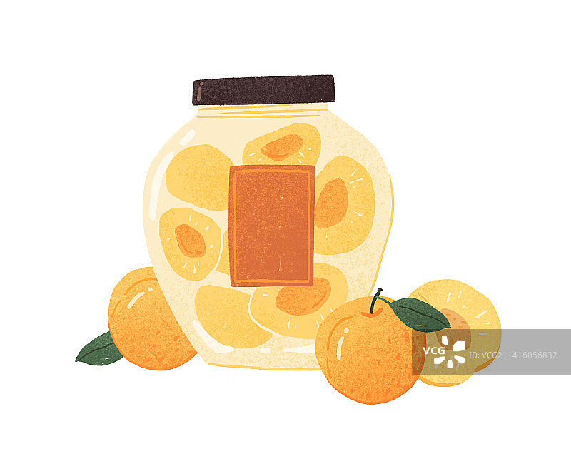 黄桃罐头水果桃子插画图片素材