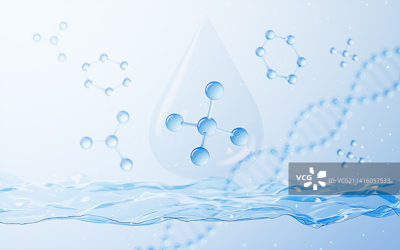 分子结构与布料背景3D渲染图片素材