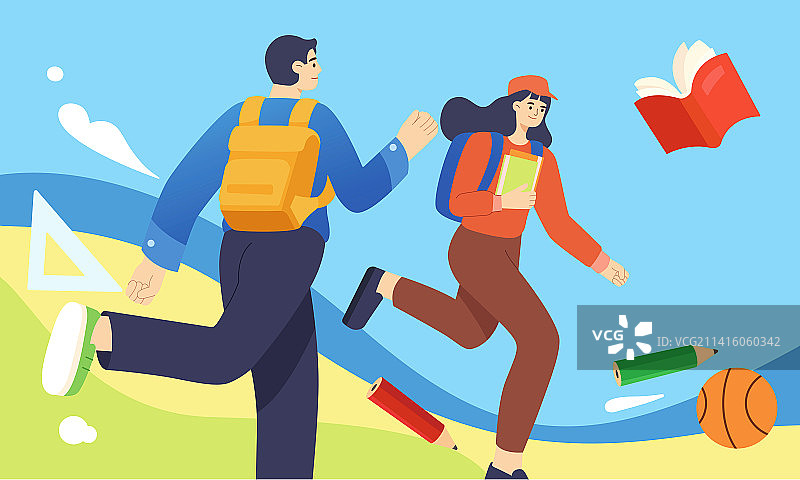 大学生开学入学矢量插画图片素材