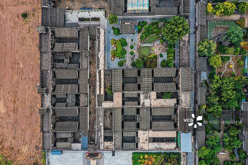 鸟瞰山西祁县乔家大院图片素材