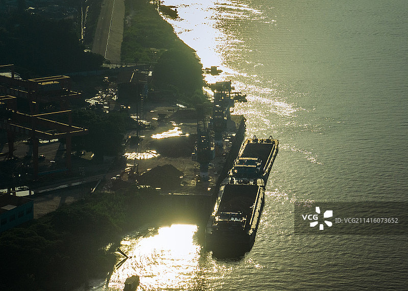 江门江海区外海大桥西江日落晚霞航拍图片素材