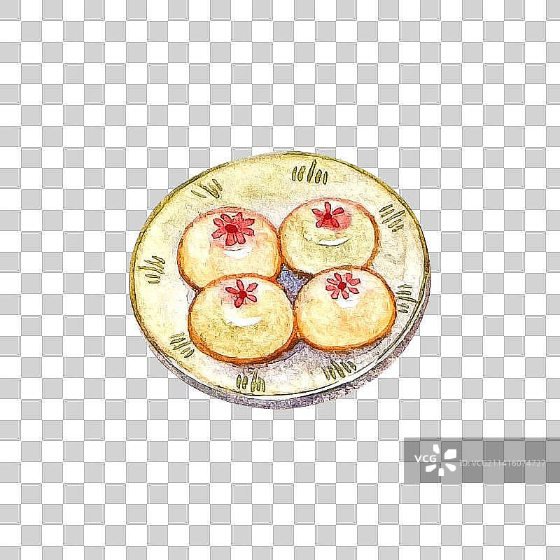 新年除夕围炉煮茶年货果盘糕点插画图片素材