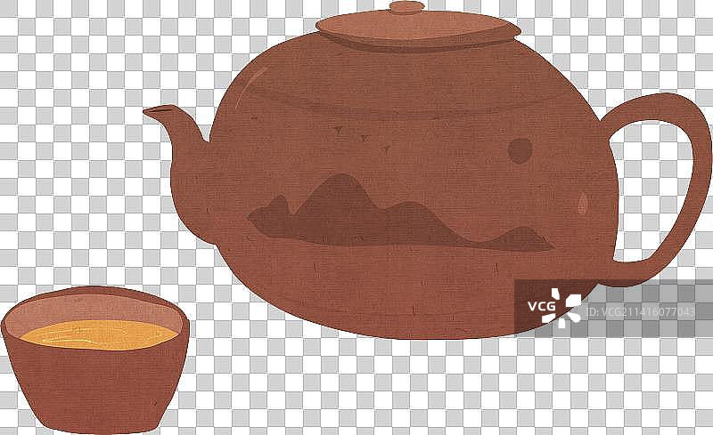 紫砂茶壶茶杯元素图片素材