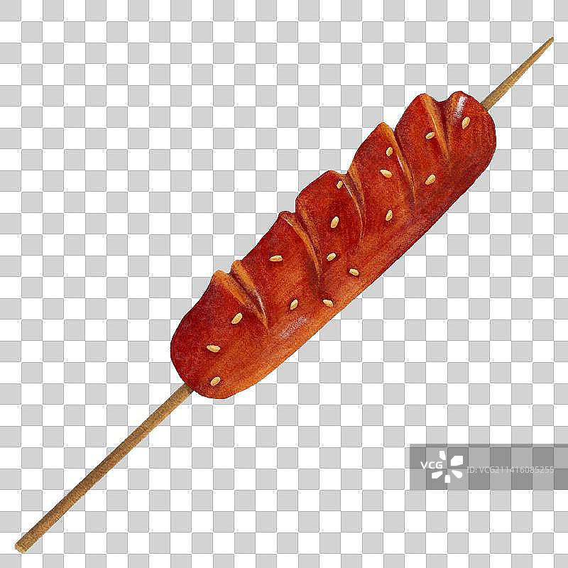 手绘写实风烧烤串烤香肠图片素材