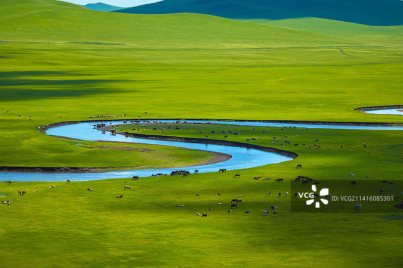 呼伦贝尔草原-金帐汗蒙古部落-莫尔格勒河图片素材