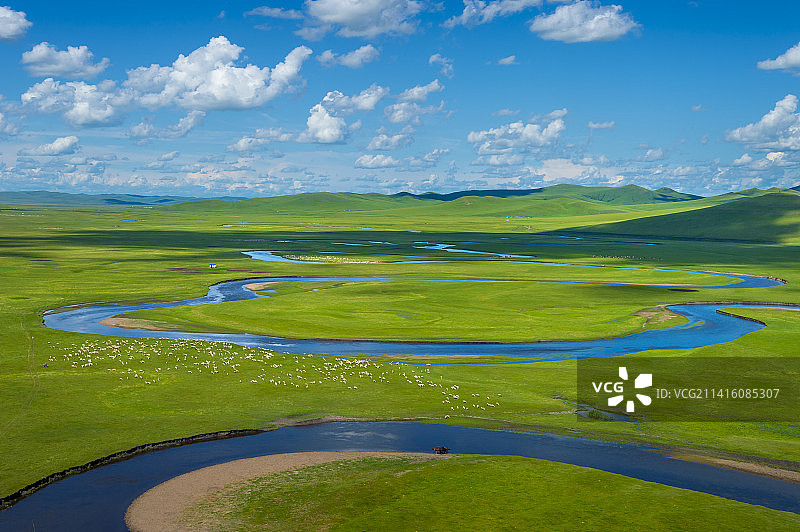 呼伦贝尔草原-金帐汗蒙古部落-莫尔格勒河图片素材