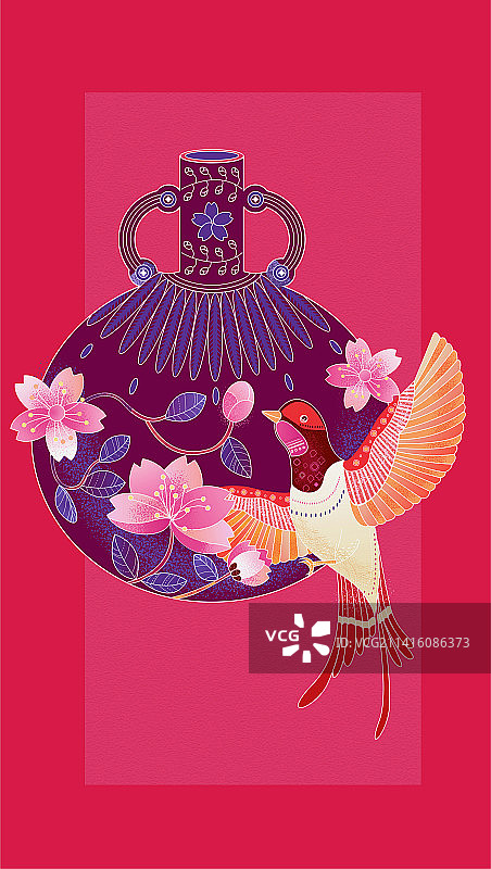 潘通色非凡洋红插画图片素材