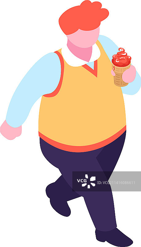 胖男人吃冰淇淋图片素材