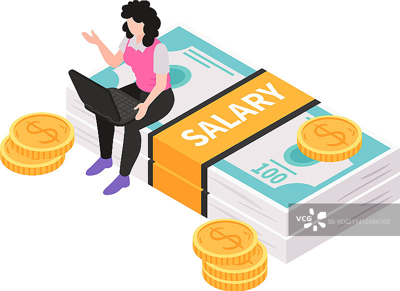 2.5D工资现金组成图片素材