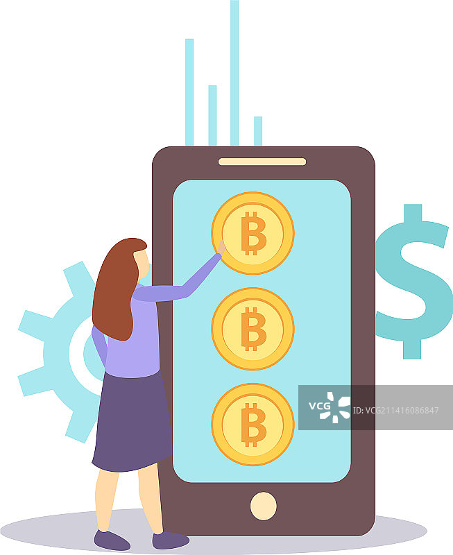 智能手机区块链扁平风格设计图片素材