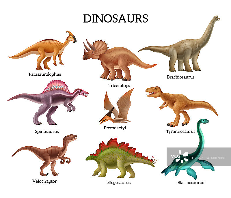 逼真恐龙套装图片素材