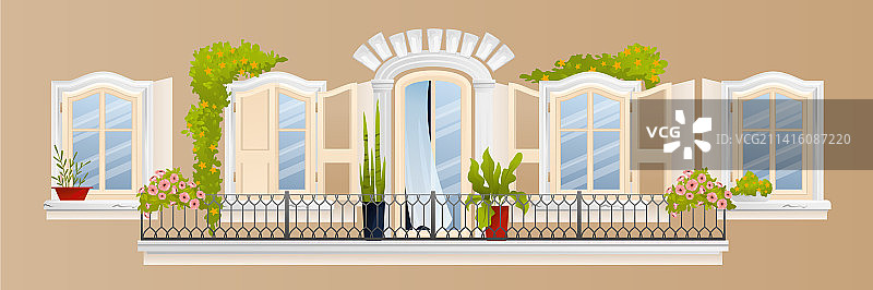 复古阳台构图图片素材