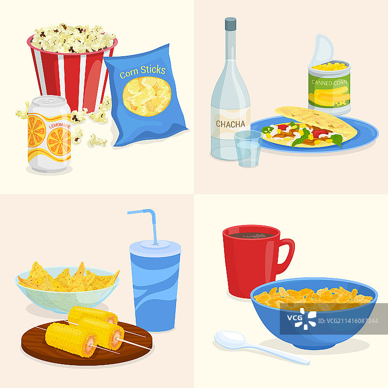 玉米粉成分组合套装图片素材