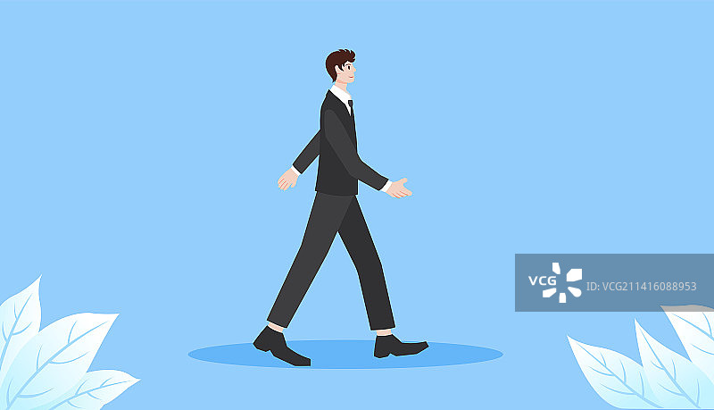 穿西装的男人，行走的商人基金经理商务人士时尚汽车金融矢量插画图片素材