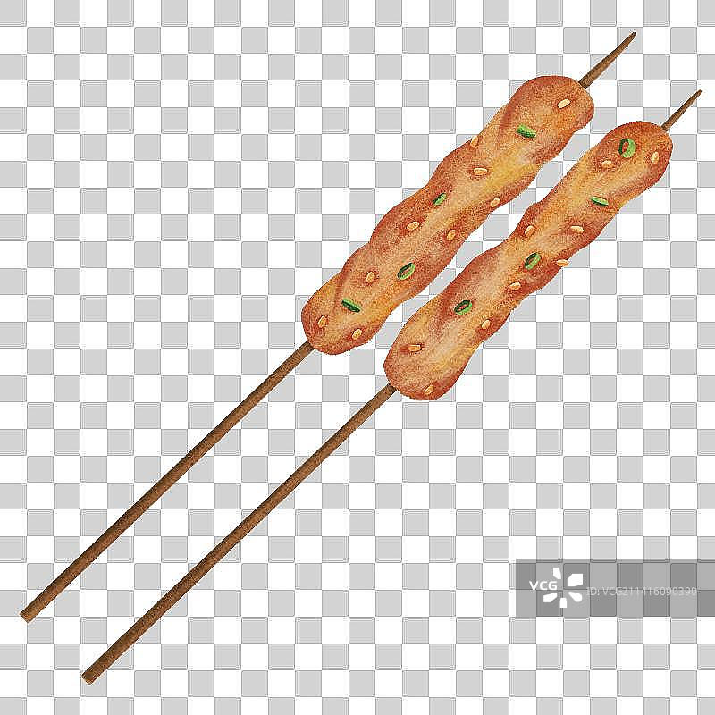 手绘写实风烤串烤肉图片素材