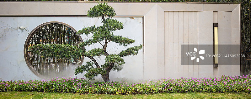 中式园林小景图片素材