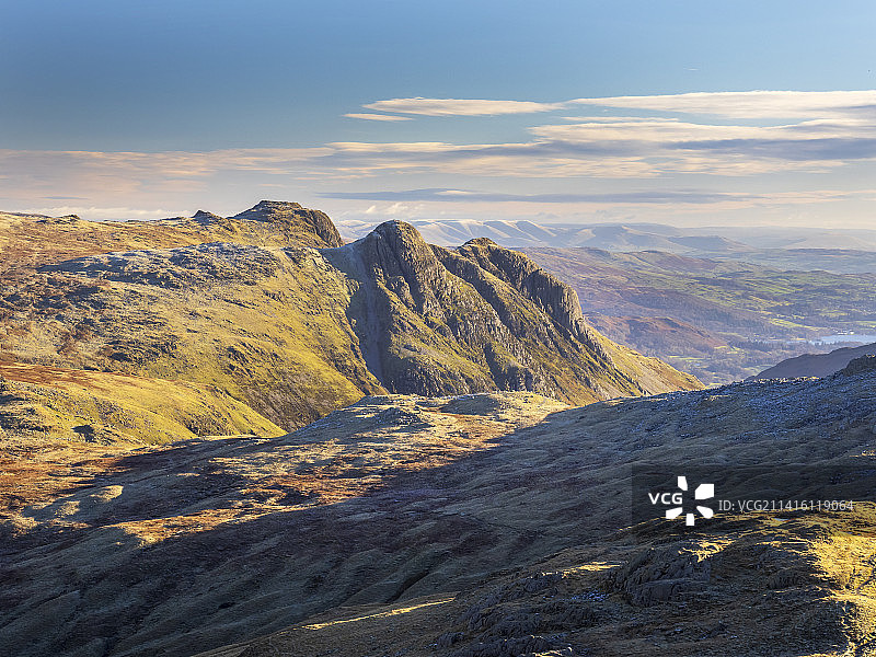 俯瞰英国湖区朗代尔峰图片素材