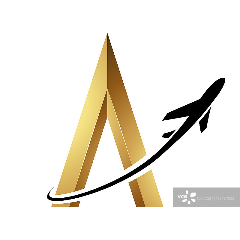 金色浮雕上的黑色飞机图片素材