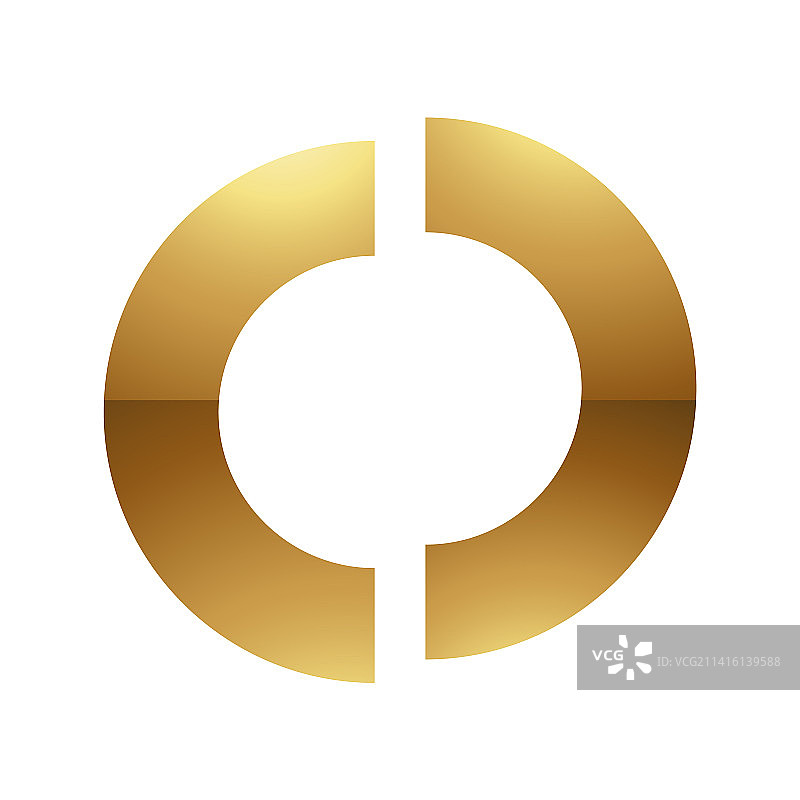 白色背景上的金色字母O符号图片素材