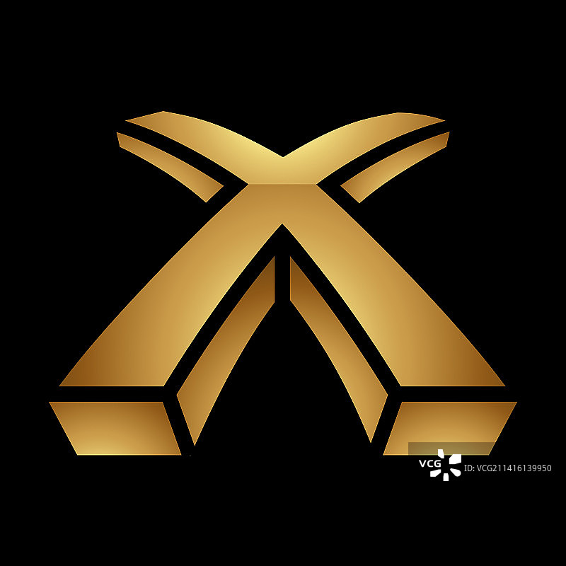 黑色背景金色字母x符号图片素材