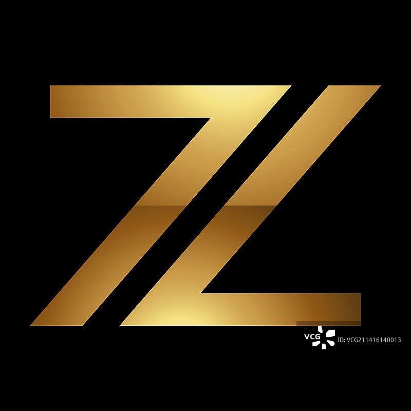黑色背景上的金色字母Z符号图片素材