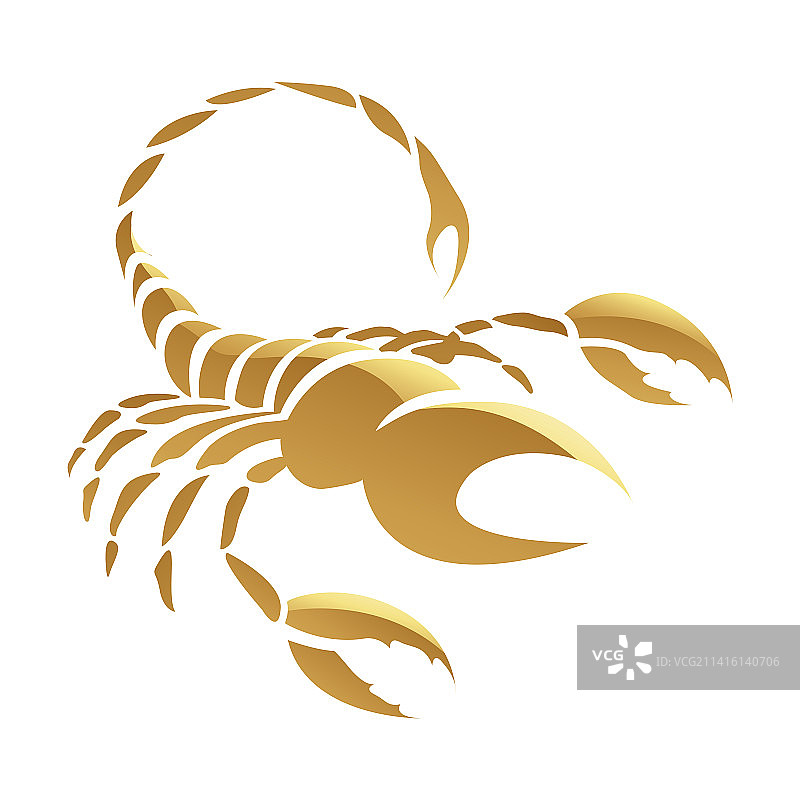 白色背景上的金色十二宫天蝎座标志图片素材