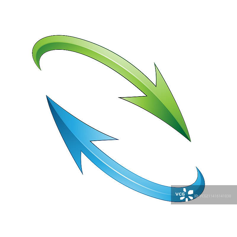 蓝色和绿色刷新或回收箭头图片素材