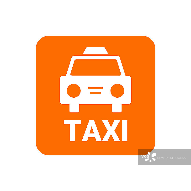 橙色出租车方块图标图片素材
